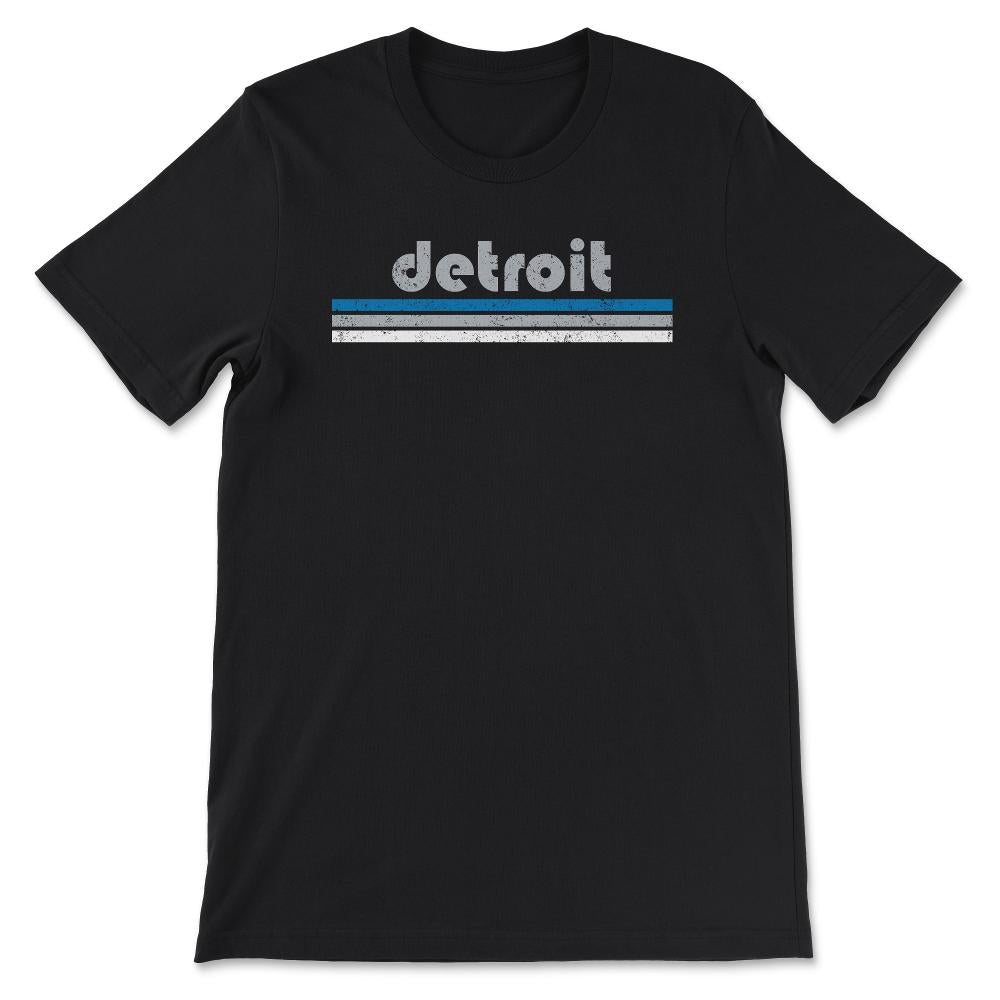 Vintage Detroit Michigan Retro Three Stripe Weathered - Unisex T-Shirt - Black