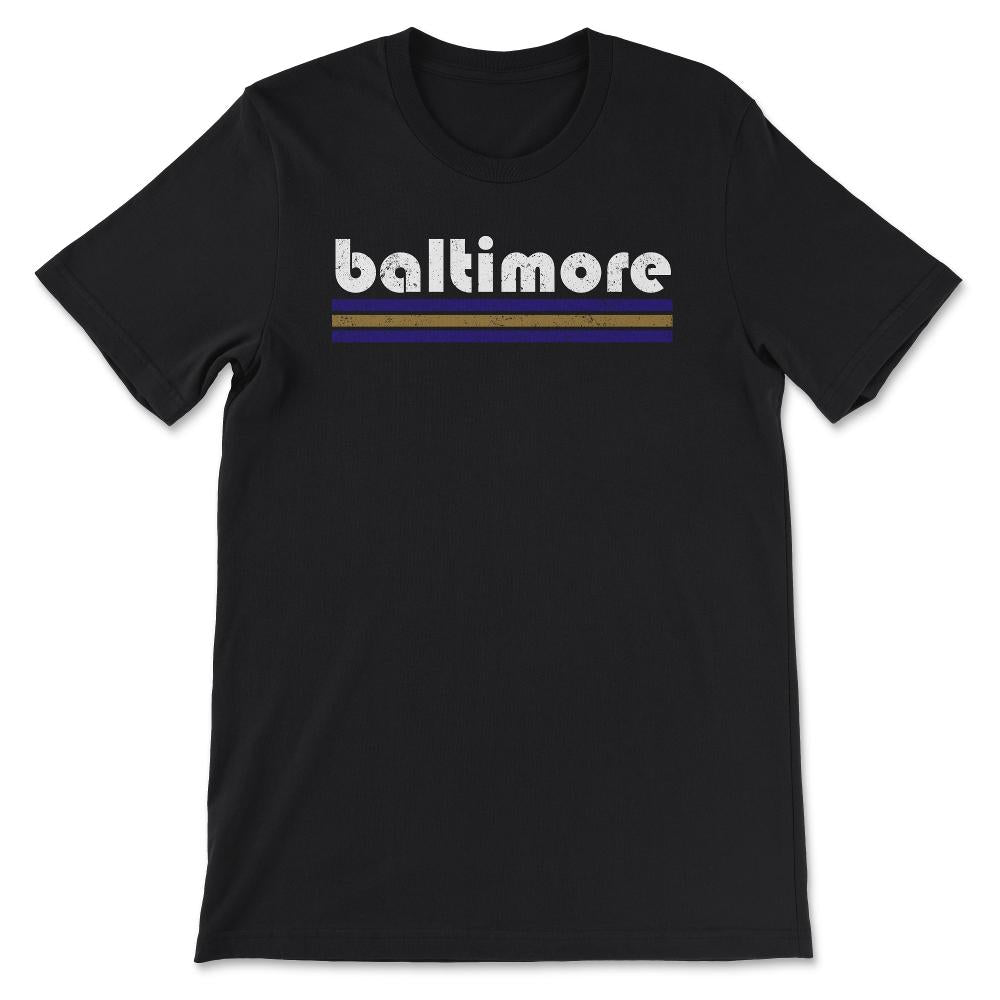 Vintage Baltimore Maryland Retro Three Stripe Weathered - Unisex T-Shirt - Black