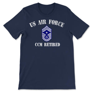 Vintage Retired Air Force Command Chief Master Sergeant Military - Unisex T-Shirt - Navy