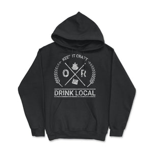 Drink Local Oregon Vintage Craft Beer Brewing - Hoodie - Black