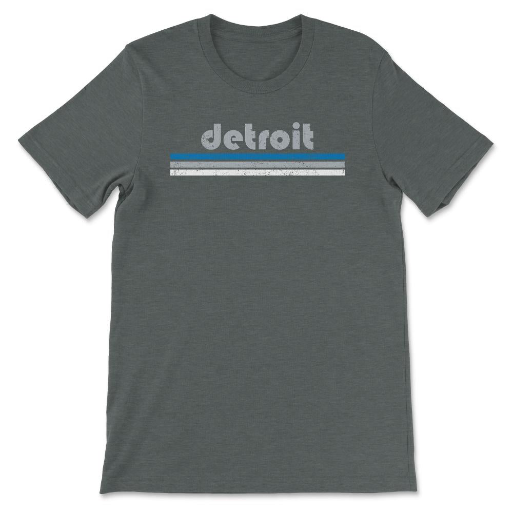 Vintage Detroit Michigan Retro Three Stripe Weathered - Unisex T-Shirt - Dark Grey Heather