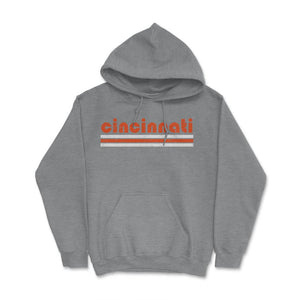 Vintage Cincinnati Ohio Retro Three Stripe Weathered - Hoodie - Grey Heather