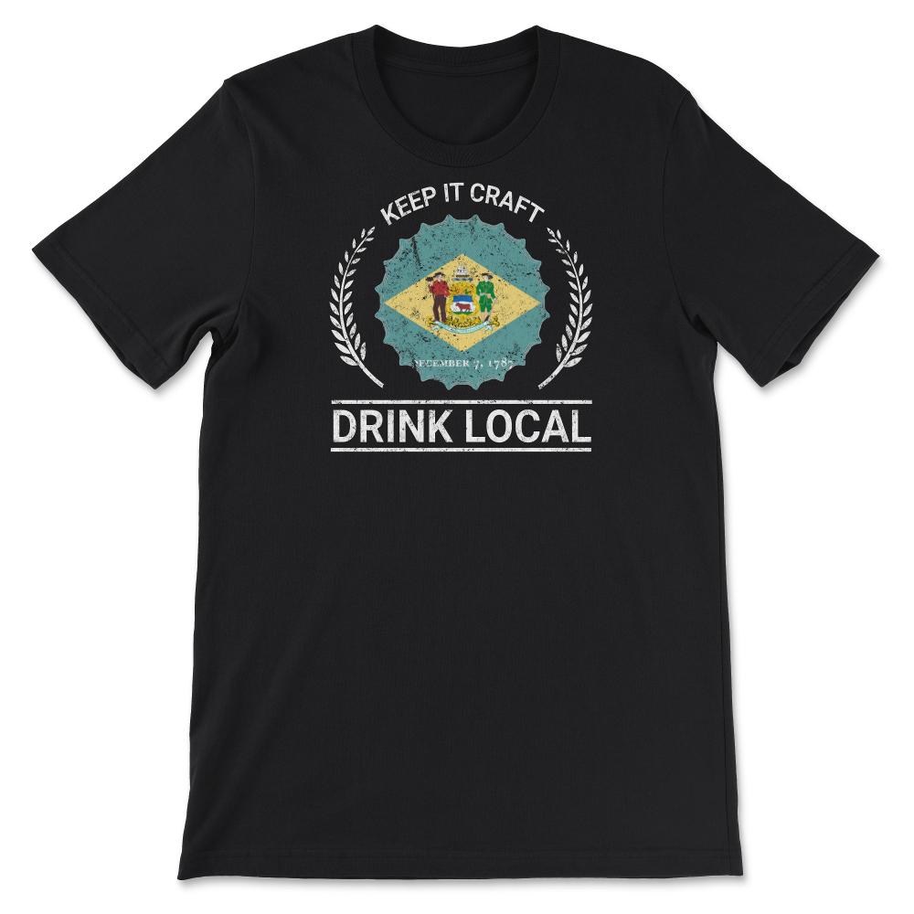 Drink Local Delaware Vintage Craft Beer Bottle Cap Brewing - Unisex T-Shirt - Black