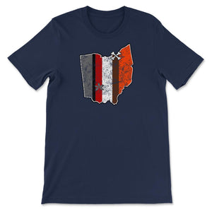 Cleveland Dawg Pound & Columbus Football Fan Buckeye Helmet Stripe - Unisex T-Shirt - Navy