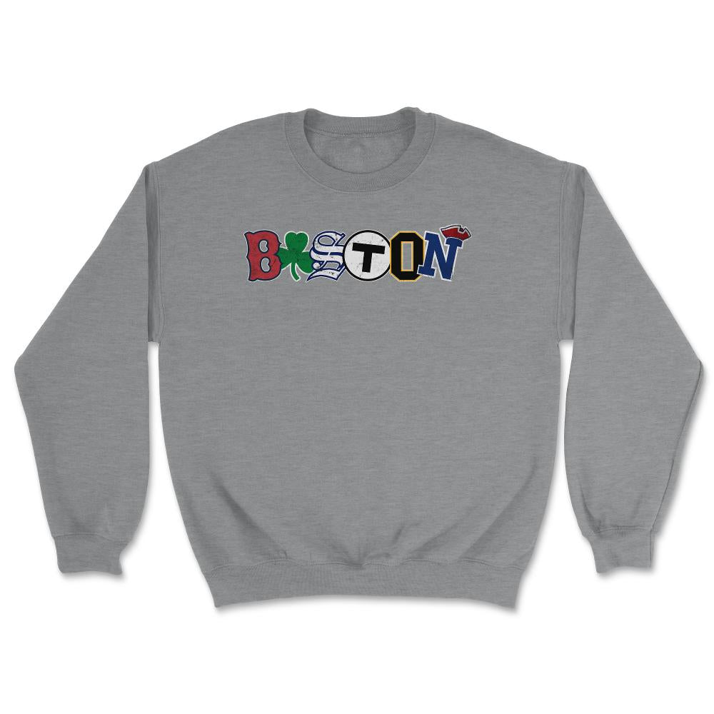 Vintage Boston Massachusetts Sports Fan City Pride Townie Southie - Unisex Sweatshirt - Grey Heather