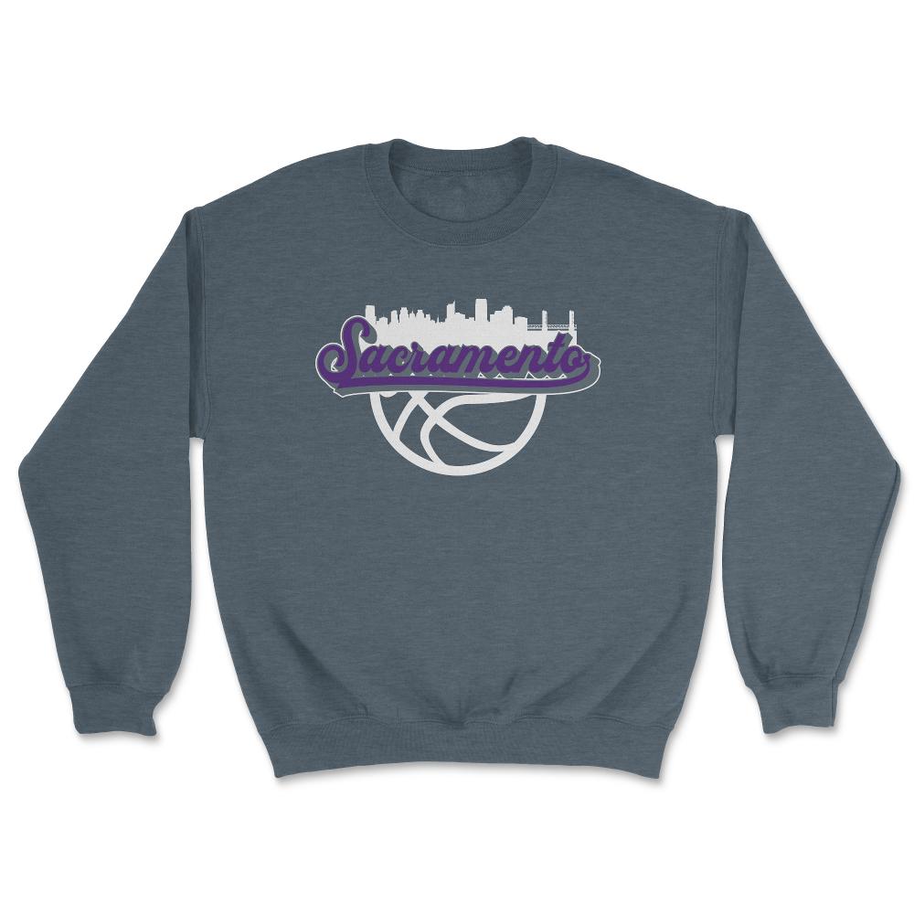 Sacramento California Basketball Fan City Skyline Classic Script - Unisex Sweatshirt - Dark Grey Heather