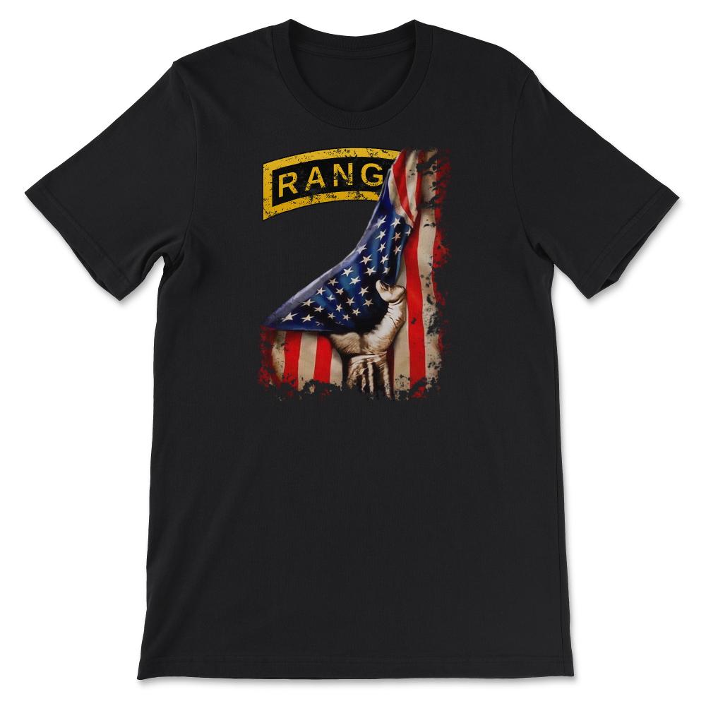 Army Ranger Tab USA Flag Pull Back Patriotic Military Gift - Unisex T-Shirt - Black