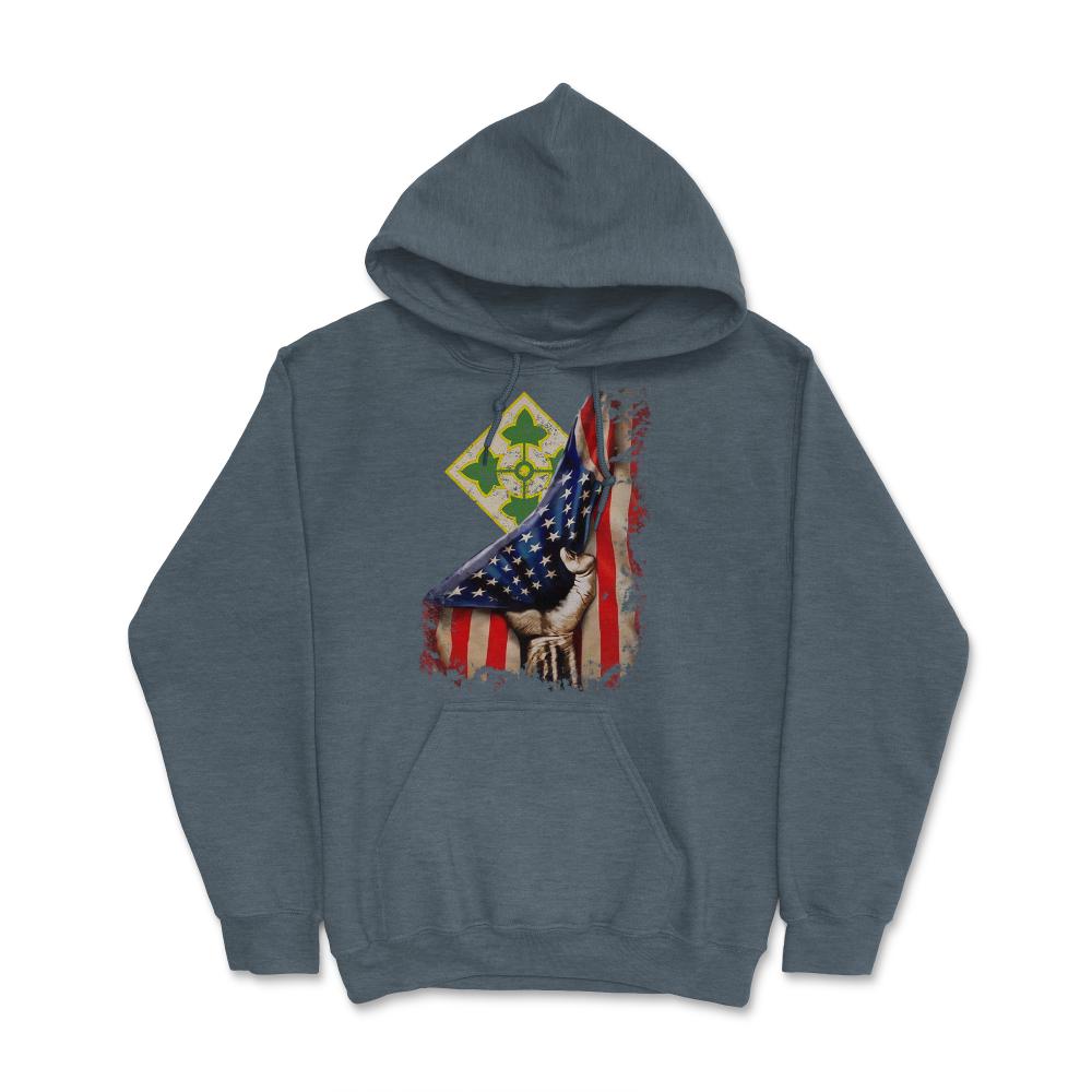 4th Infantry Division US Flag Tear Patriotic Infantry Gift - Hoodie - Dark Grey Heather