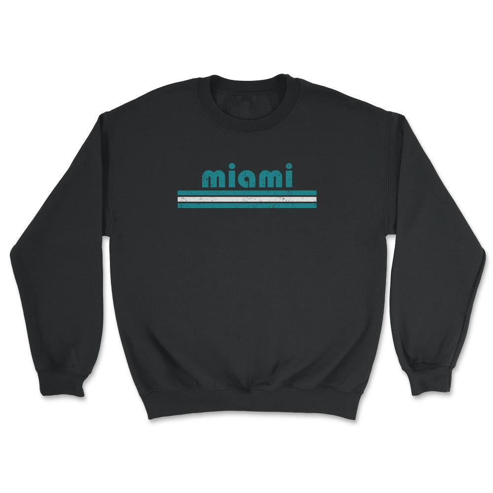 Vintage Miami Florida Retro Three Stripe Weathered - Unisex Sweatshirt - Black