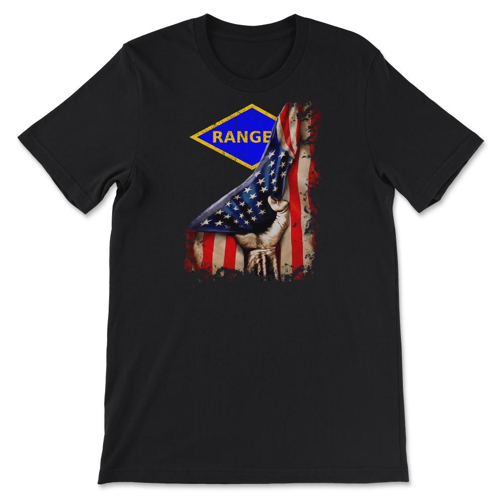 Blue Ranger Diamond USA Flag Pull Back Patriotic Military Gift - Unisex T-Shirt - Black