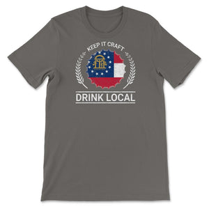 Drink Local Georgia Vintage Craft Beer Bottle Cap Brewing - Unisex T-Shirt - Smoke Grey