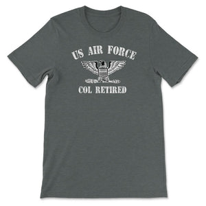 Vintage Retired Air Force Full Bird Colonel Military Veteran Retiree - Unisex T-Shirt - Dark Grey Heather