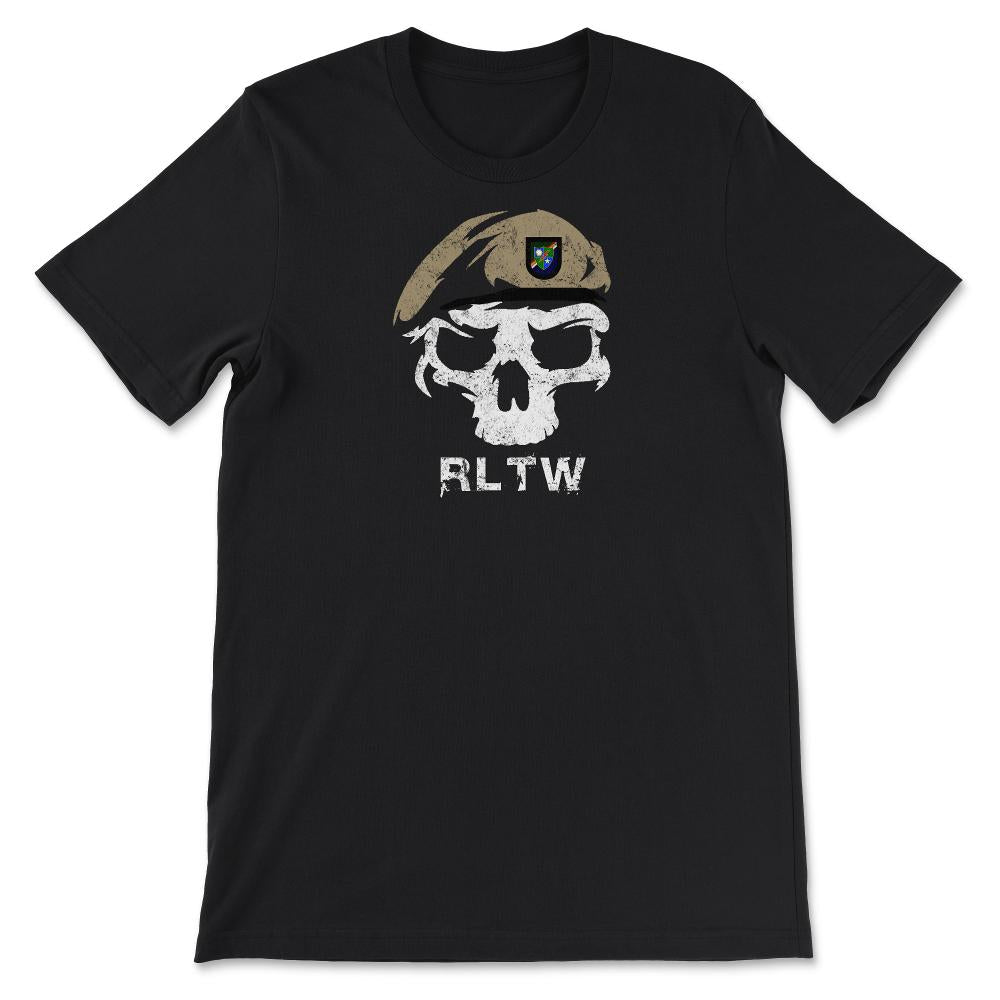 Vintage Army 75th Ranger Regiment DUI RLTW Skull Tan Beret Airborne - Unisex T-Shirt - Black