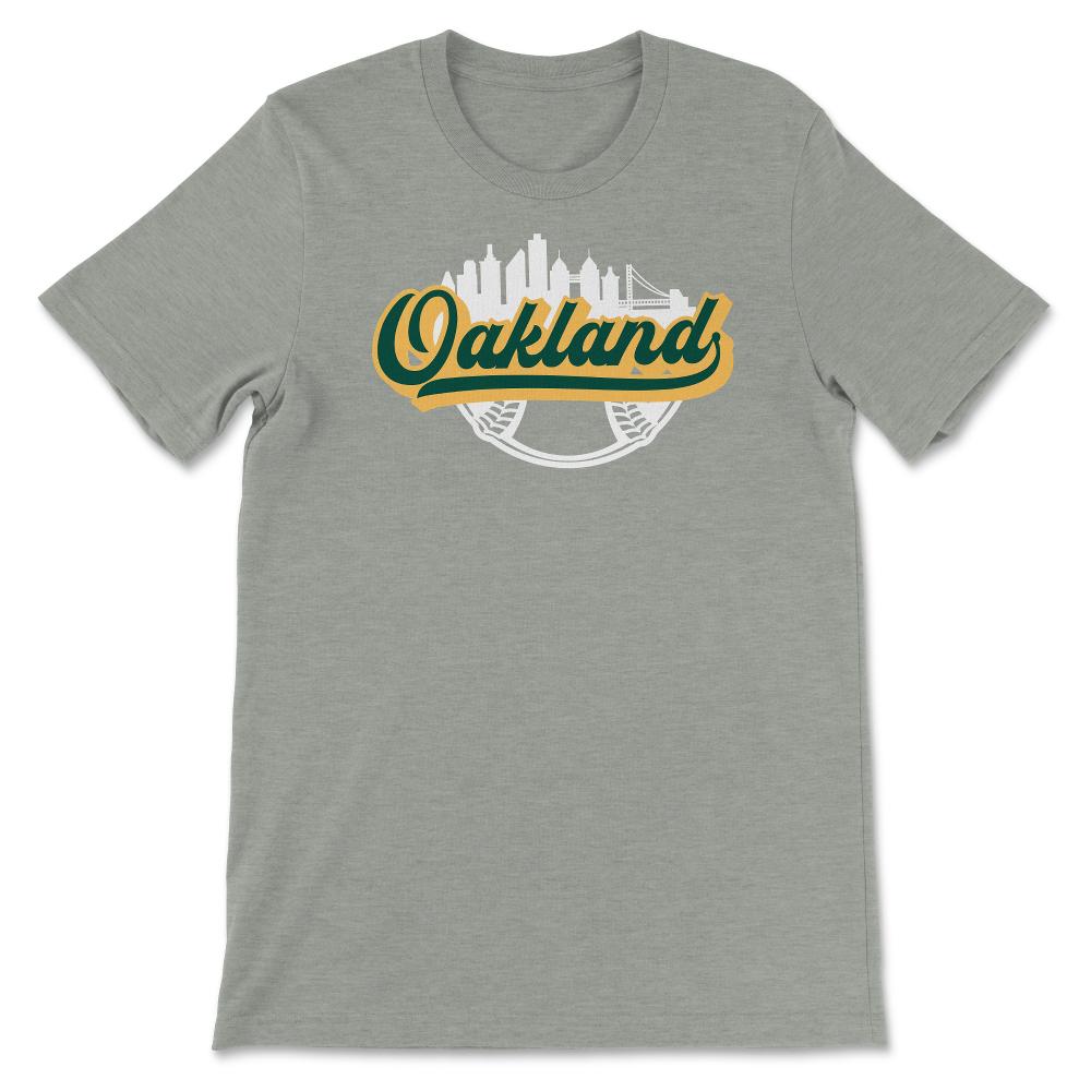 Oakland California Baseball Downtown City Skyline Baseball Fan - Unisex T-Shirt - Grey Heather