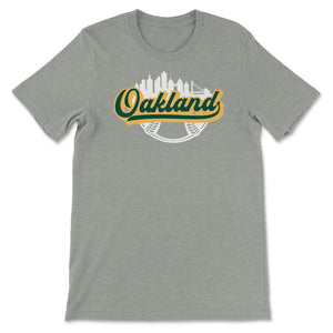 Oakland California Baseball Downtown City Skyline Baseball Fan - Unisex T-Shirt - Grey Heather