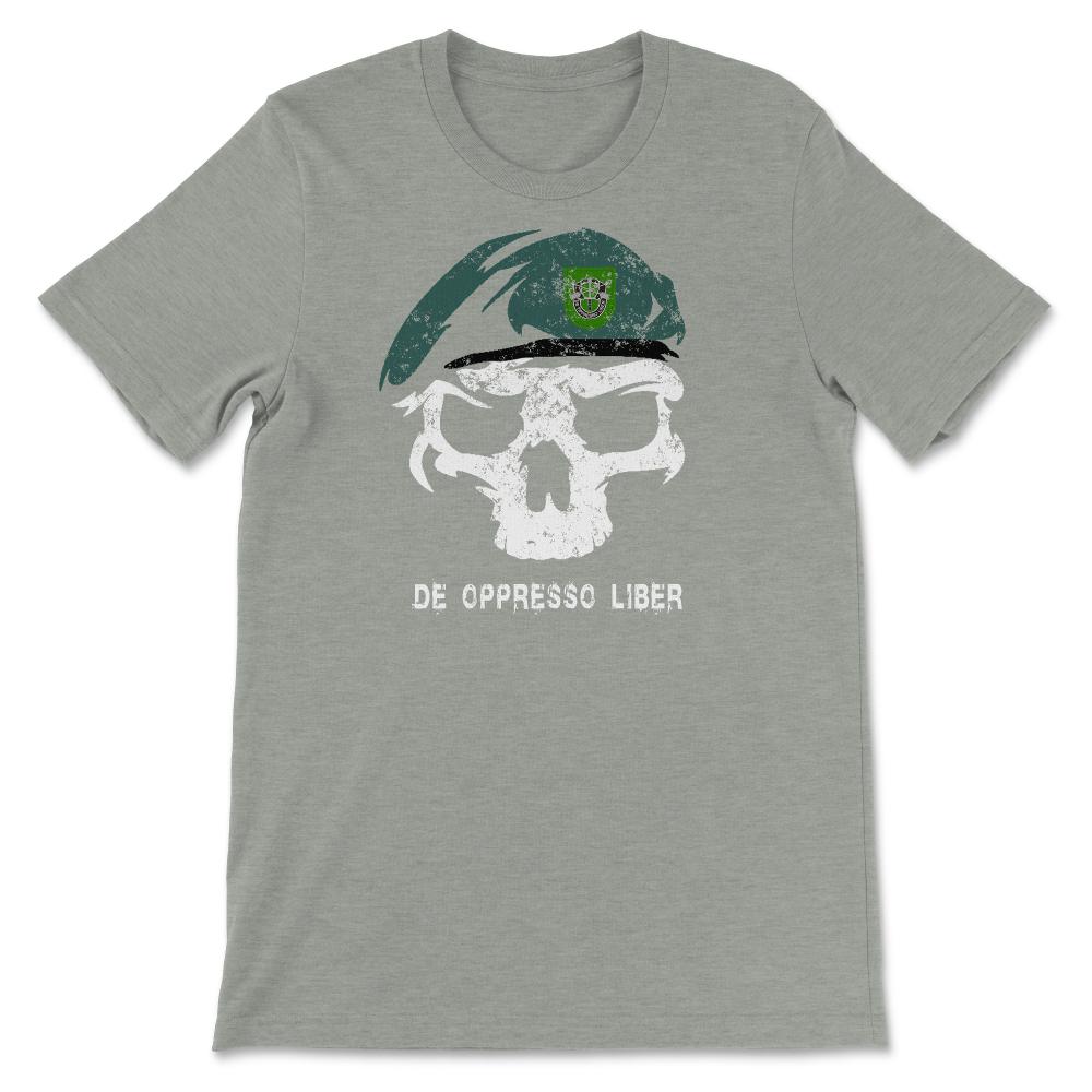 Army Special Forces De Oppresso Liber Green Beret 10th SFG Airborne - Unisex T-Shirt - Grey Heather