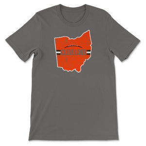 Cleveland Ohio Football State Outline Helmet Stripe Fan - Unisex T-Shirt - Smoke Grey