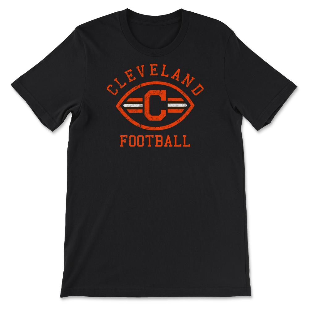 Cleveland Football Badge Helmet Stripe Weathered - Unisex T-Shirt - Black