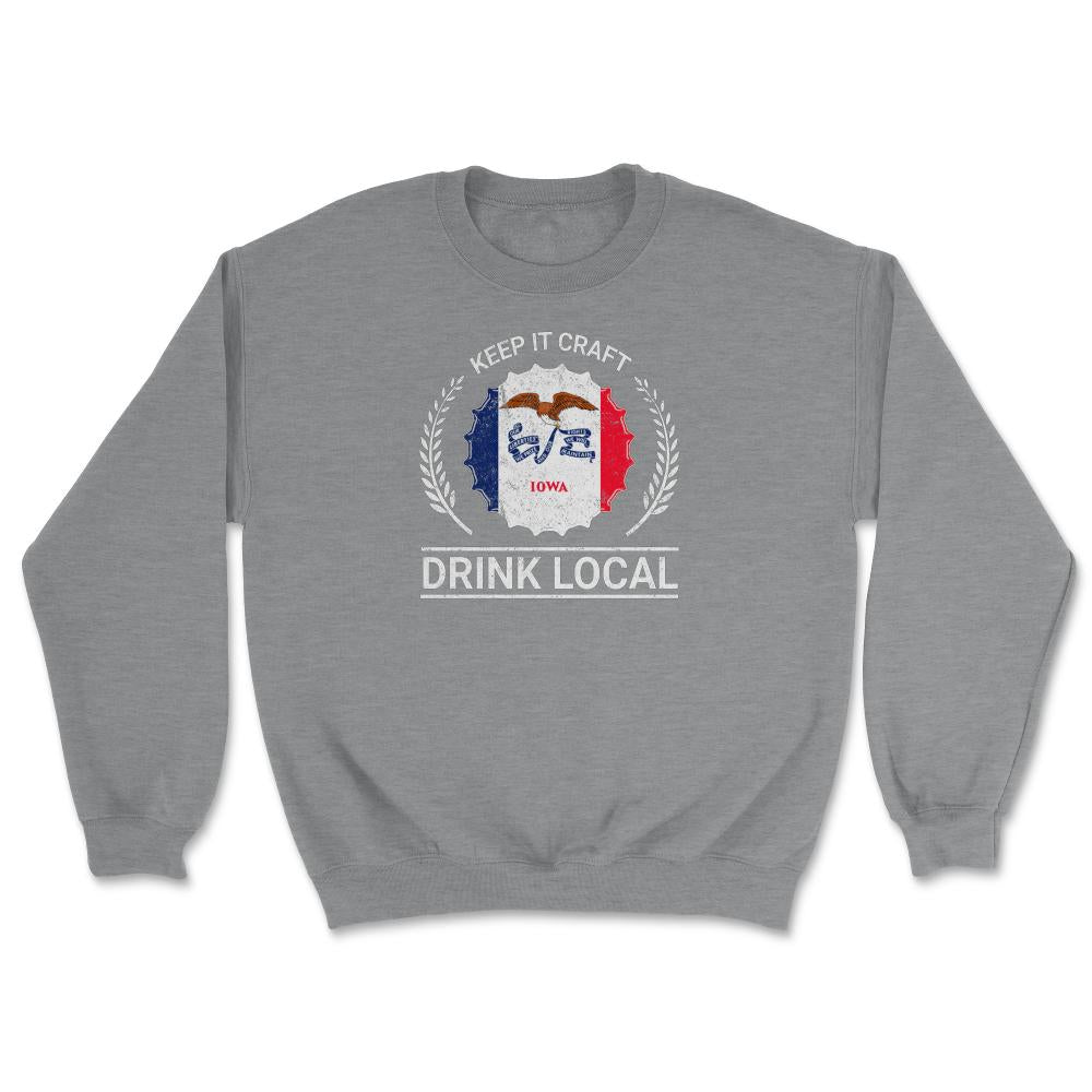 Drink Local Iowa Vintage Craft Beer Bottle Cap Brewing - Unisex Sweatshirt - Grey Heather