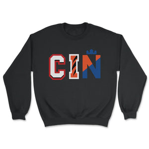 Cincinnati Ohio CIN Sports Fan Three Letter City Abbreviation - Unisex Sweatshirt - Black