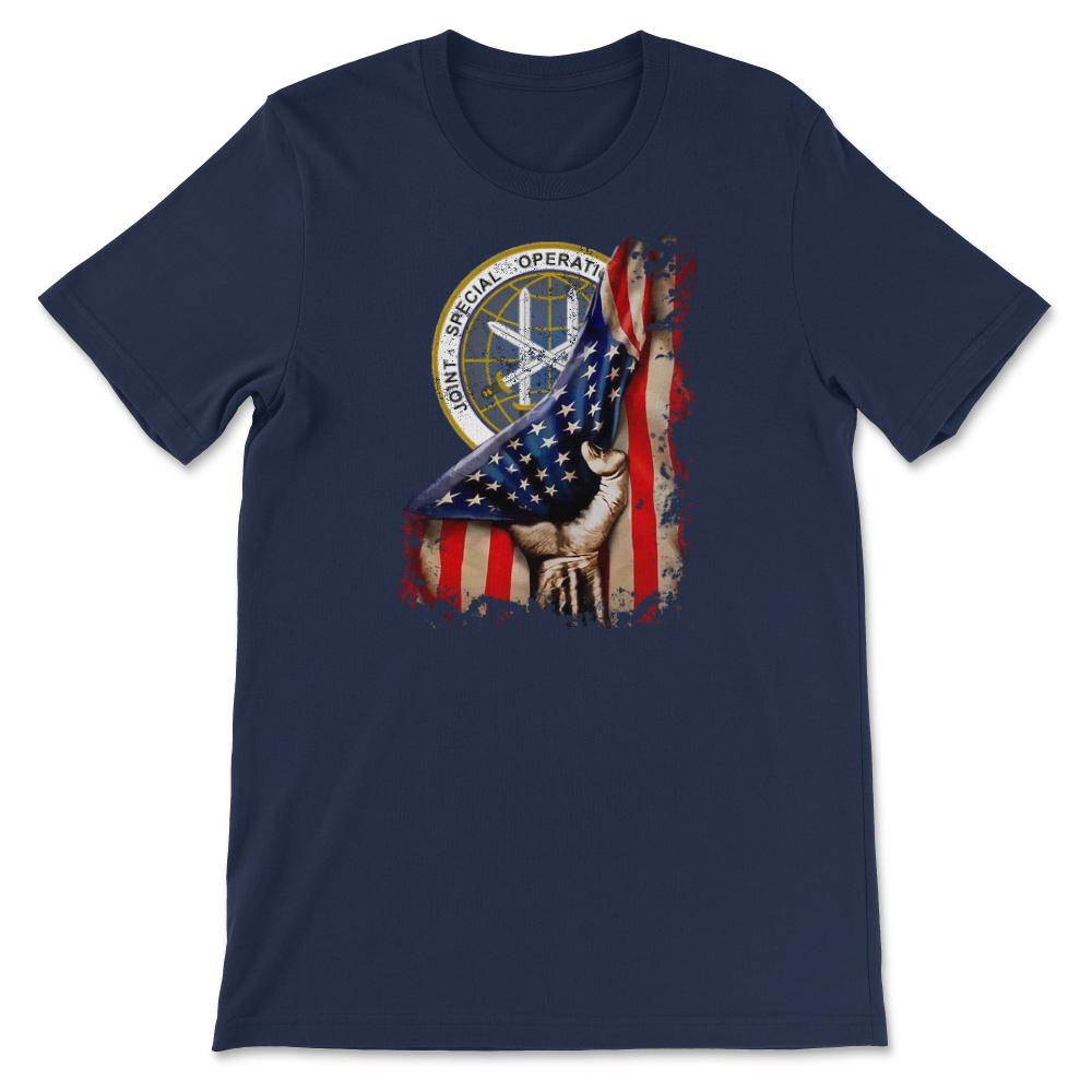 JSOC Patch Flag Pull Back Patriotic Special Operations - Unisex T-Shirt - Navy