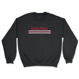 Vintage Houston Texas Retro Three Stripe Weathered - Unisex Sweatshirt - Black