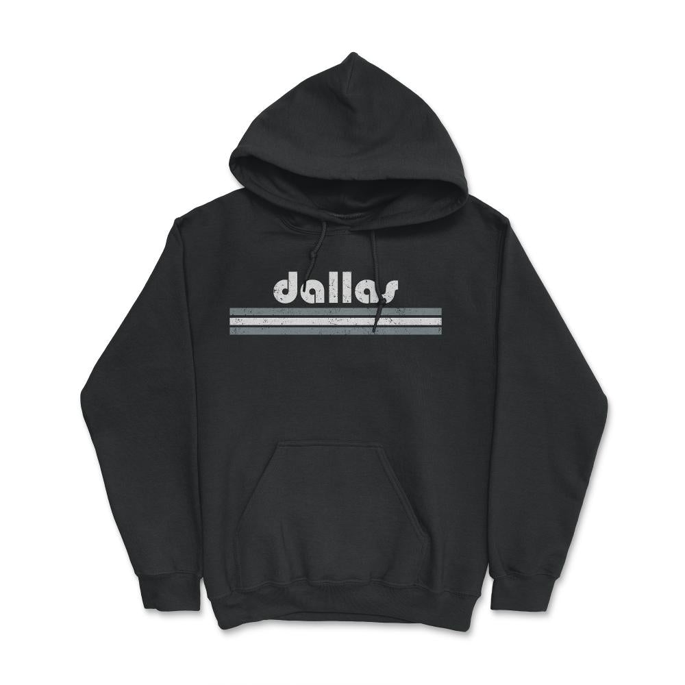 Vintage Dallas Texas Retro Three Stripe Weathered - Hoodie - Black