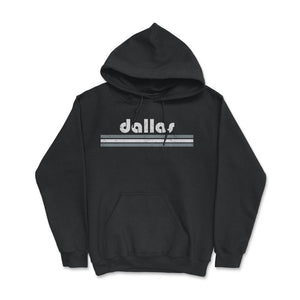 Vintage Dallas Texas Retro Three Stripe Weathered - Hoodie - Black