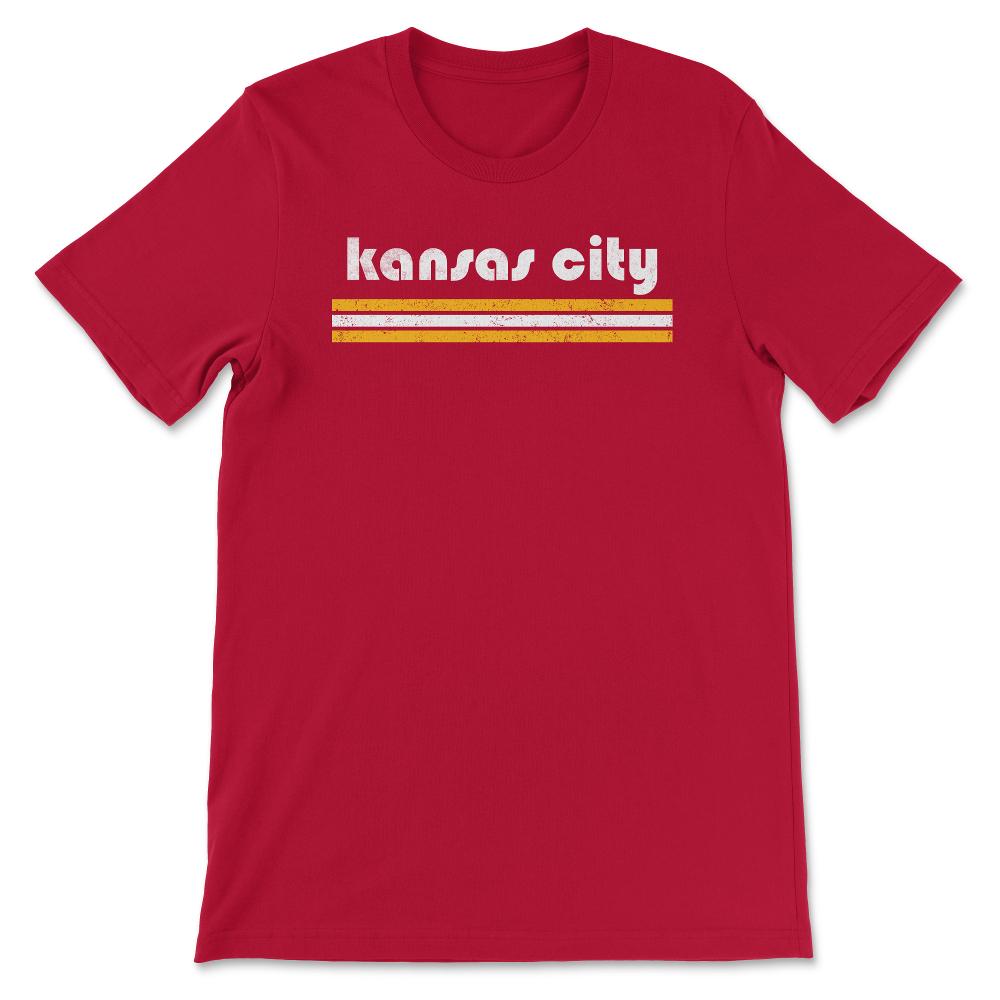 Vintage Kansas City Missouri Retro Three Stripe Weathered - Unisex T-Shirt - Red