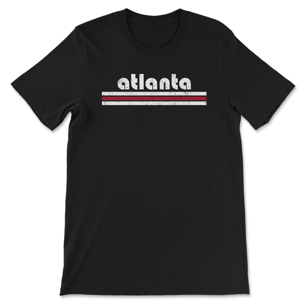 Vintage Atlanta Georgia Retro Three Stripe Weathered - Unisex T-Shirt - Black