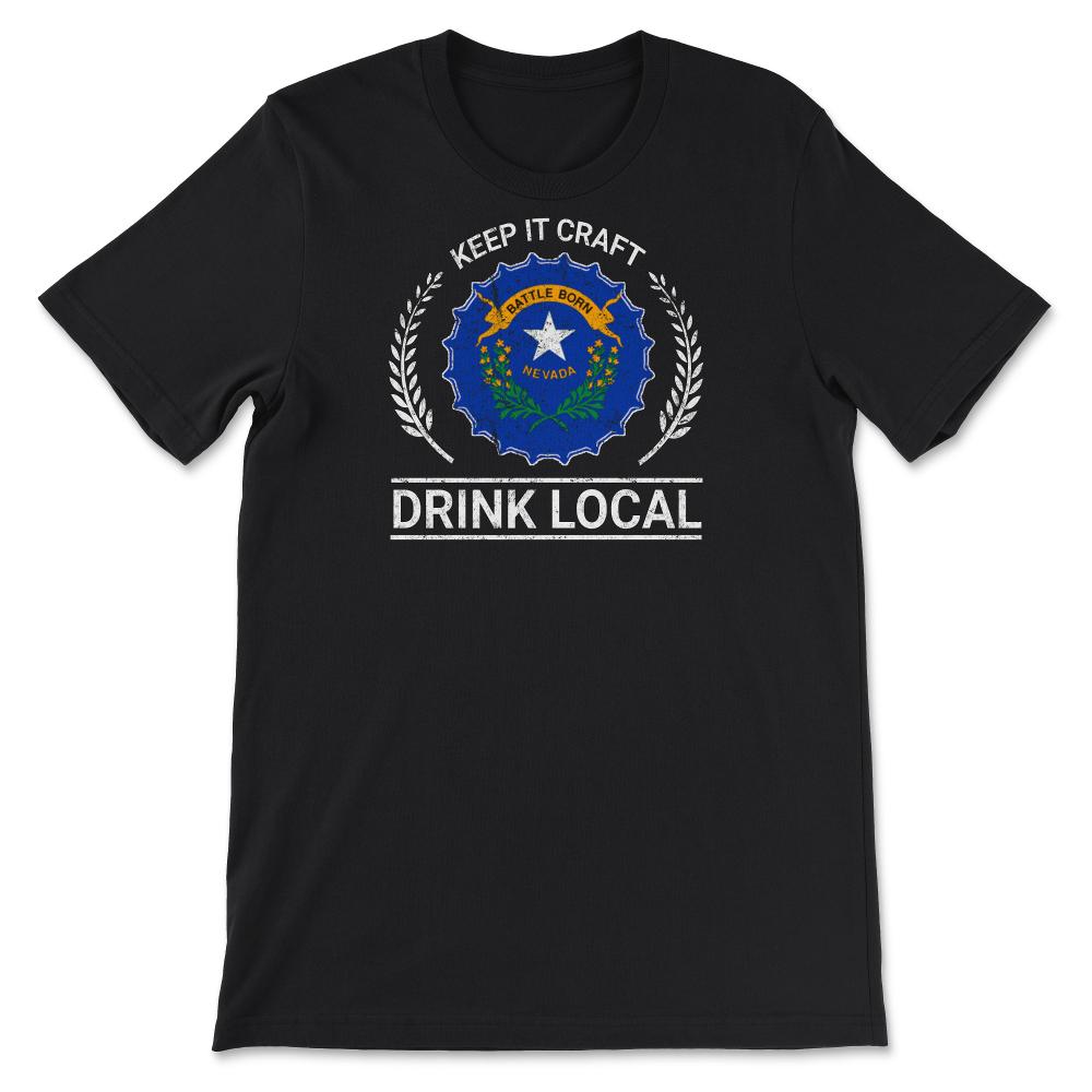 Drink Local Nevada Vintage Craft Beer Bottle Cap Brewing - Unisex T-Shirt - Black