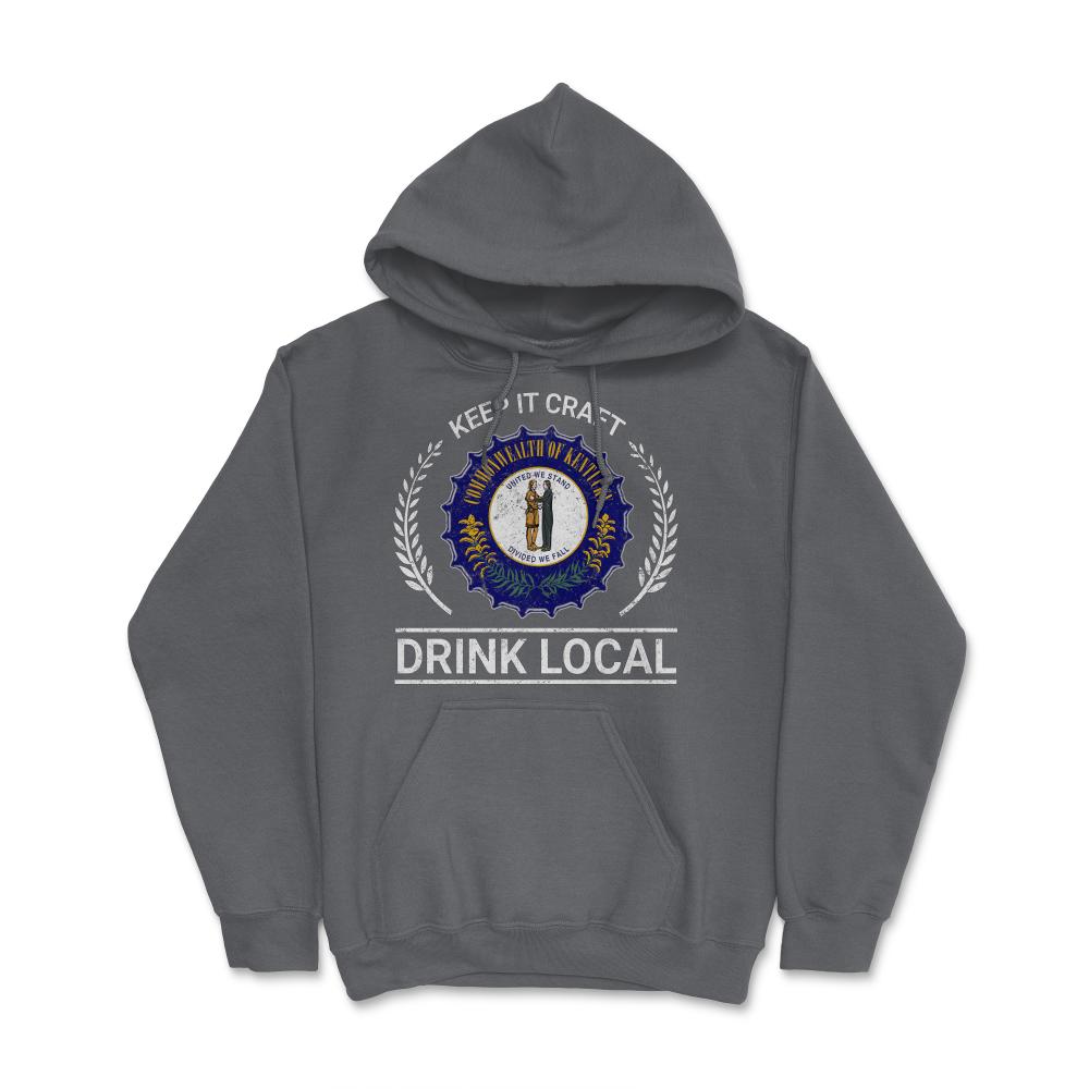 Drink Local Kentucky Vintage Craft Beer Bottle Cap Brewing - Hoodie - Smoke Grey