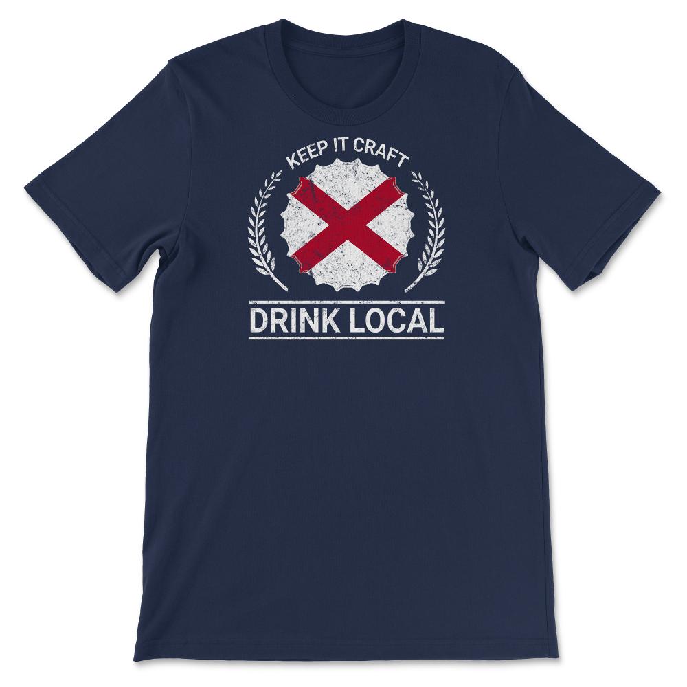 Drink Local Alabama Vintage Craft Beer bottle Cap Brewing - Unisex T-Shirt - Navy