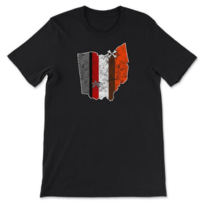 Cleveland Dawg Pound & Columbus Football Fan Buckeye Helmet Stripe - Unisex T-Shirt - Black