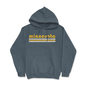 Vintage Minnesota Retro Three Stripe Weathered - Hoodie - Dark Grey Heather