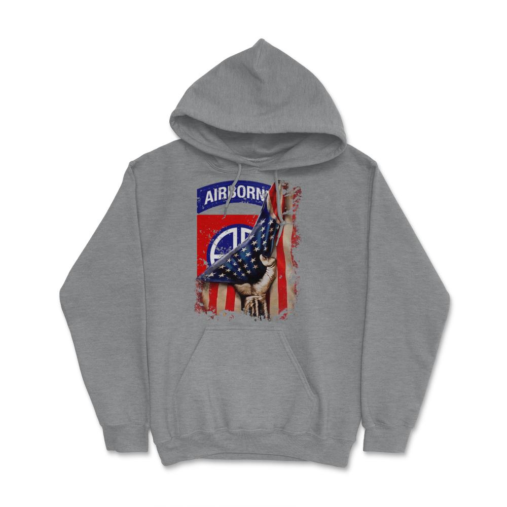 82nd Airborne Division US Flag Tear All The Way Paratrooper - Hoodie - Grey Heather