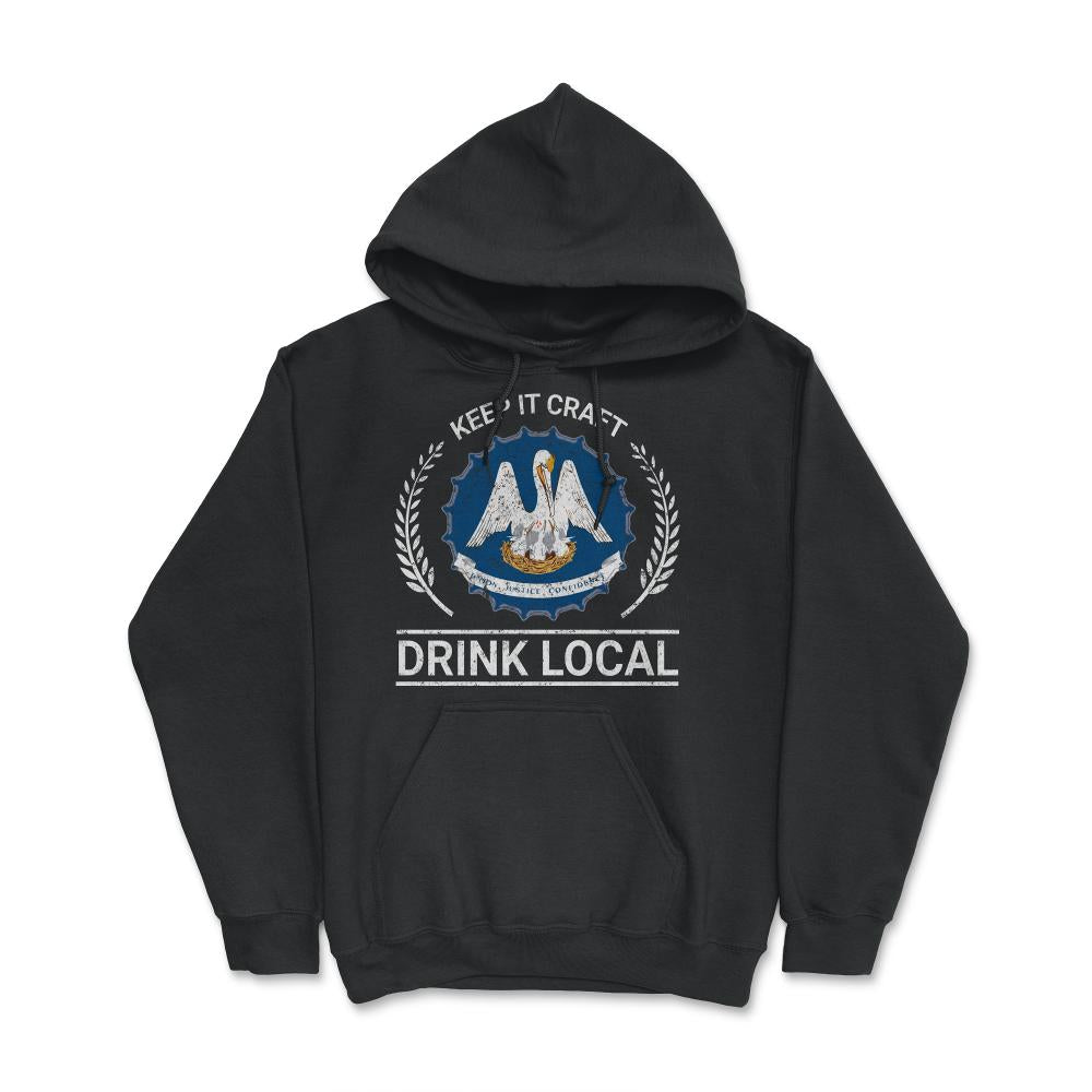 Drink Local Louisiana Vintage Craft Beer Bottle Cap Brewing - Hoodie - Black