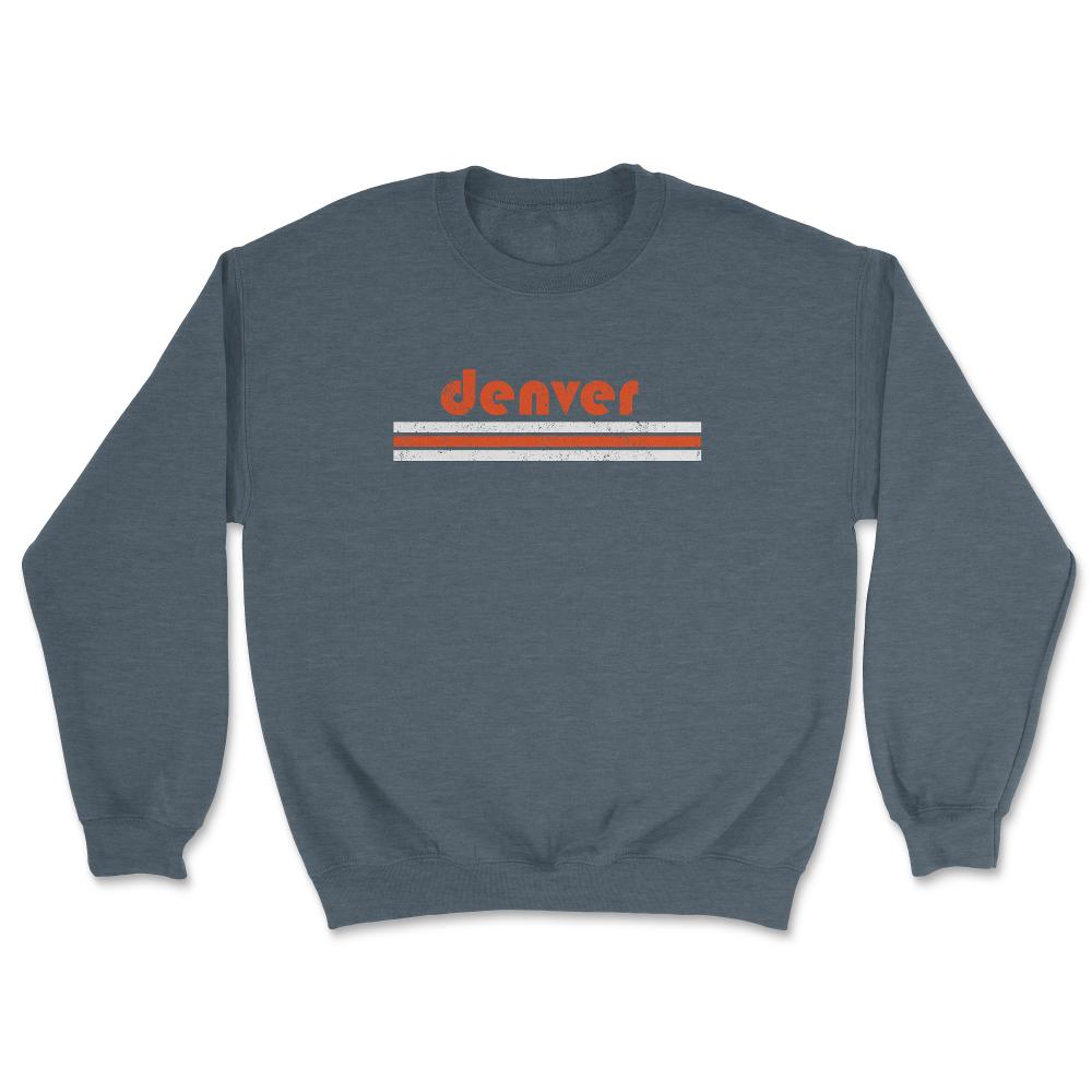 Vintage Denver Colorado Retro Three Stripe Weathered - Unisex Sweatshirt - Dark Grey Heather