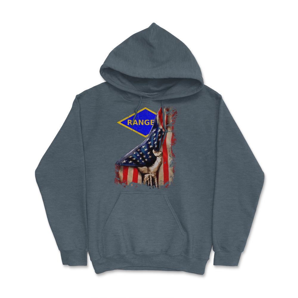 Blue Ranger Diamond USA Flag Pull Back Patriotic Military Gift - Hoodie - Dark Grey Heather