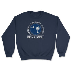 Drink Local South Carolina Vintage Craft Beer Bottle Cap Brewing - Unisex Sweatshirt - Navy