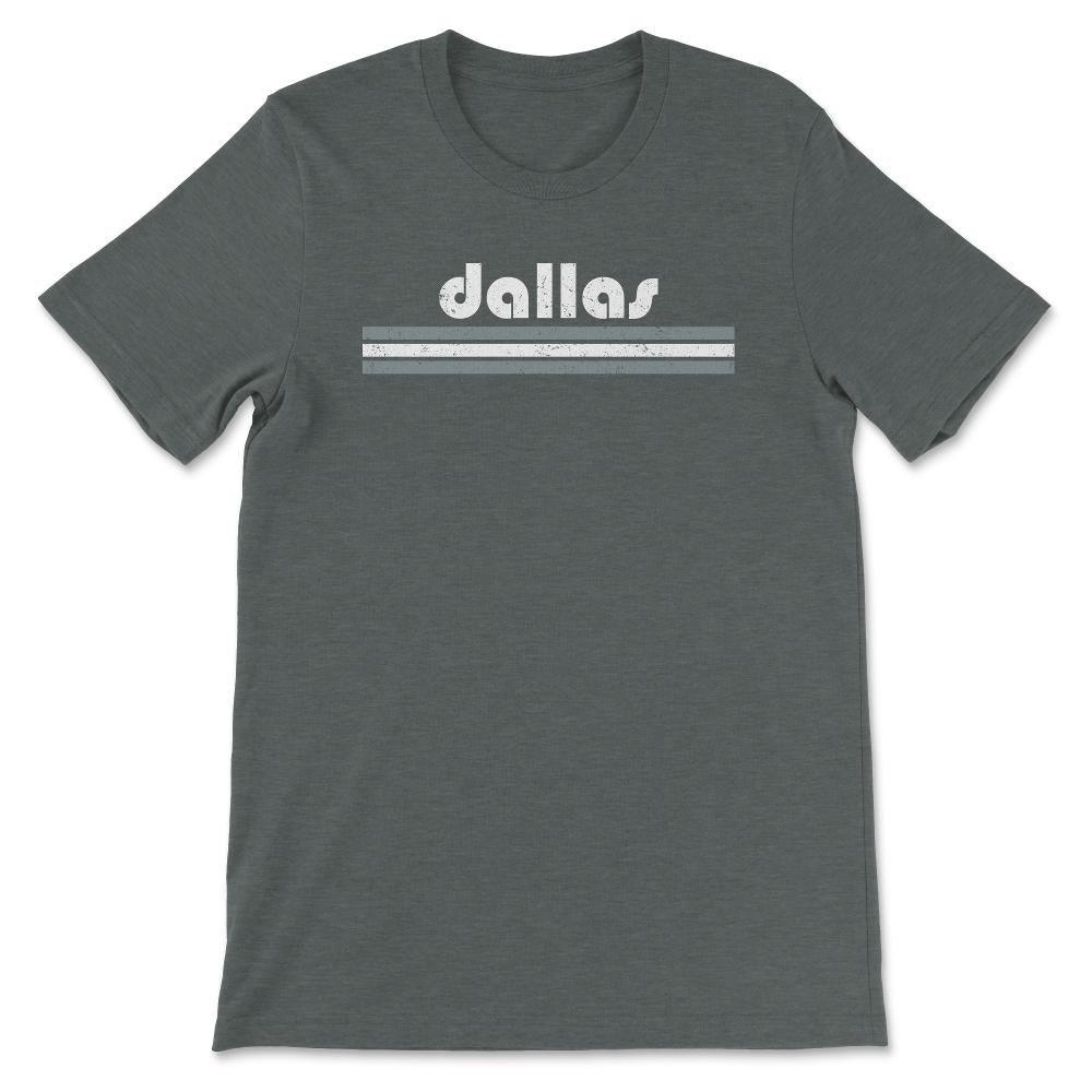 Vintage Dallas Texas Retro Three Stripe Weathered - Unisex T-Shirt - Dark Grey Heather