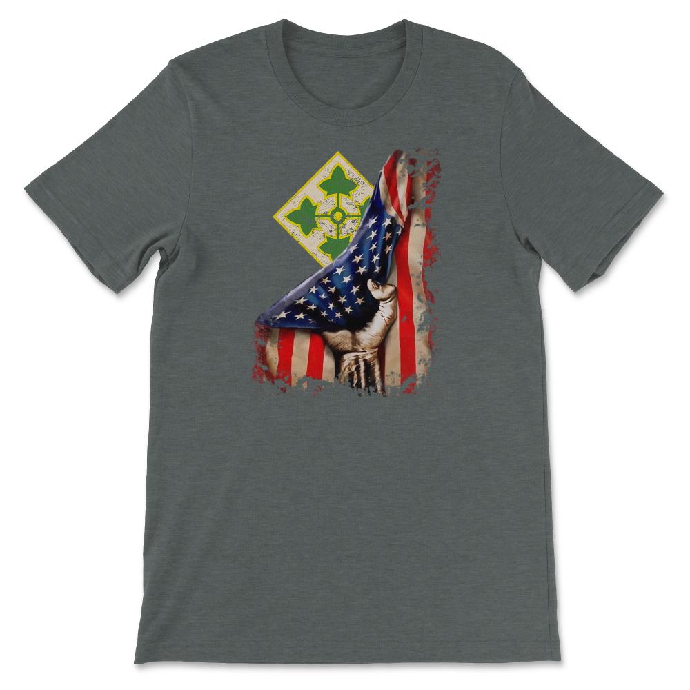 4th Infantry Division US Flag Tear Patriotic Infantry Gift - Unisex T-Shirt - Dark Grey Heather