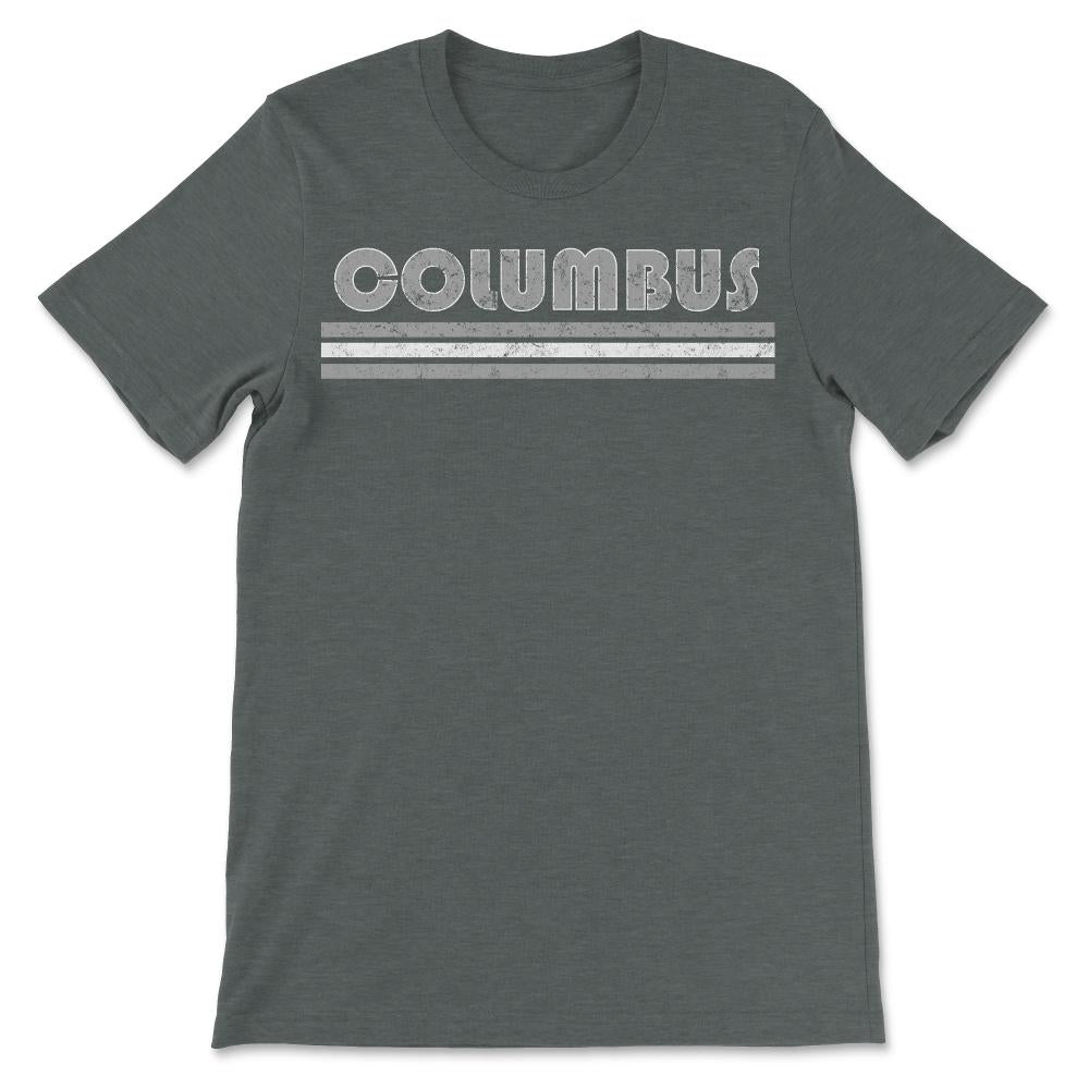 Vintage Columbus Ohio Retro Three Stripe Weathered - Unisex T-Shirt - Dark Grey Heather