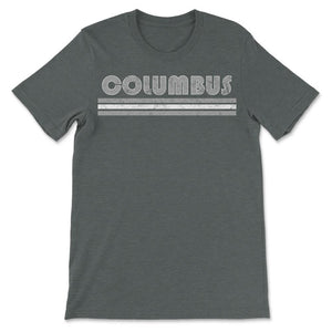 Vintage Columbus Ohio Retro Three Stripe Weathered - Unisex T-Shirt - Dark Grey Heather