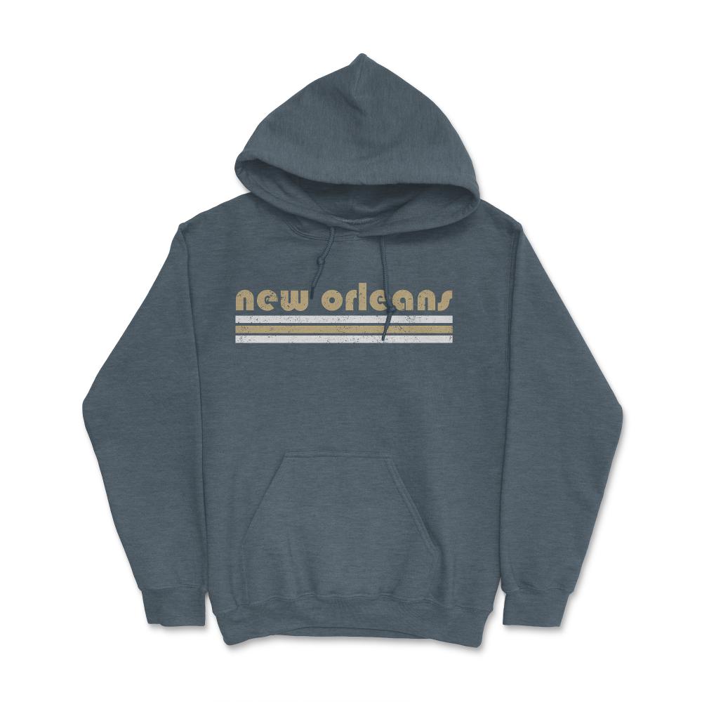 Vintage New Orleans Retro Three Stripe Weathered - Hoodie - Dark Grey Heather