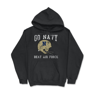 Go Navy Beat Air Force Military Game Vintage Football Helmet Unisex - Hoodie - Black