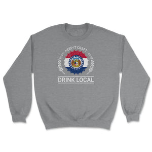 Drink Local Missouri Vintage Craft Beer Bottle Cap Brewing - Unisex Sweatshirt - Grey Heather