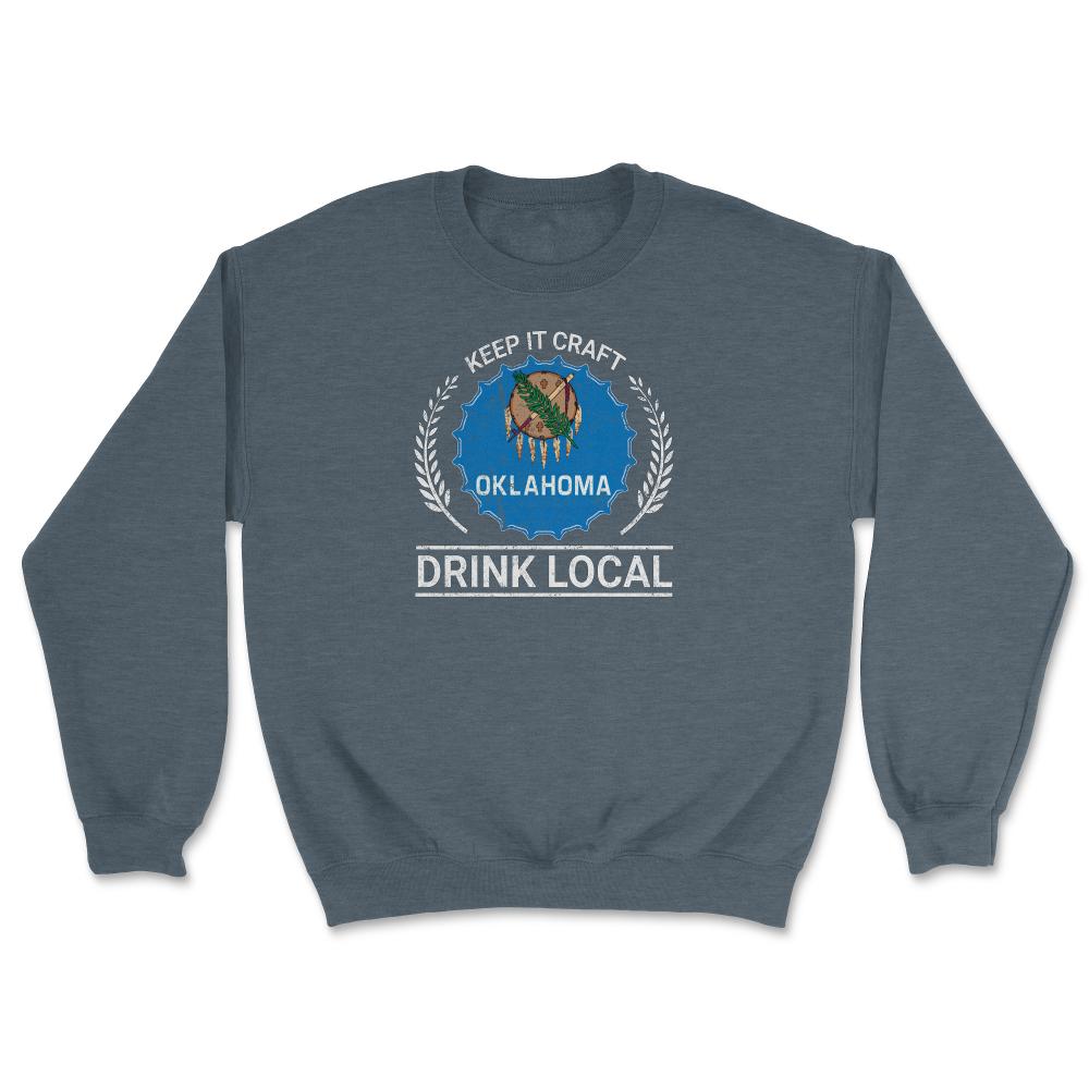 Drink Local Oklahoma Vintage Craft Beer Bottle Cap Brewing - Unisex Sweatshirt - Dark Grey Heather