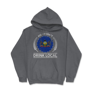 Drink Local Pennsylvania Vintage Craft Beer Bottle Cap Brewing - Hoodie - Smoke Grey