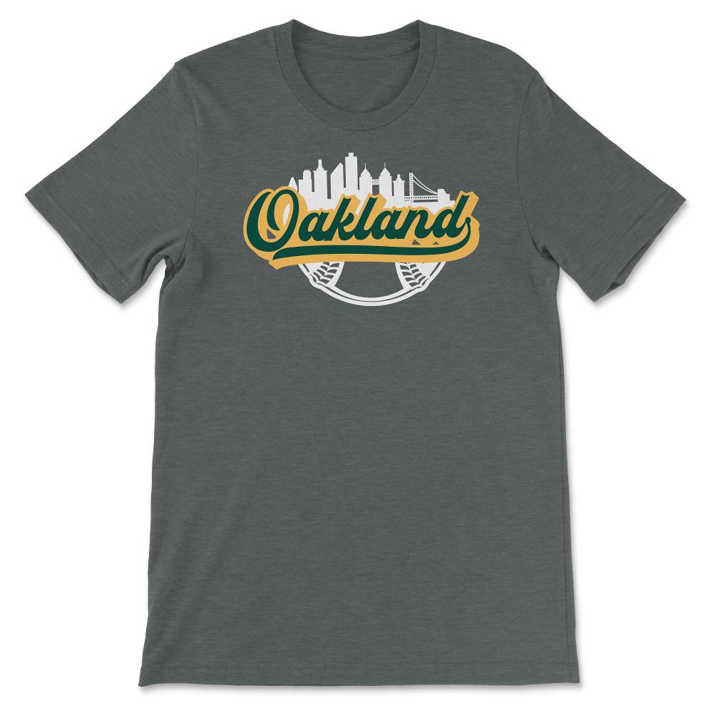 Oakland California Baseball Downtown City Skyline Baseball Fan - Unisex T-Shirt - Dark Grey Heather